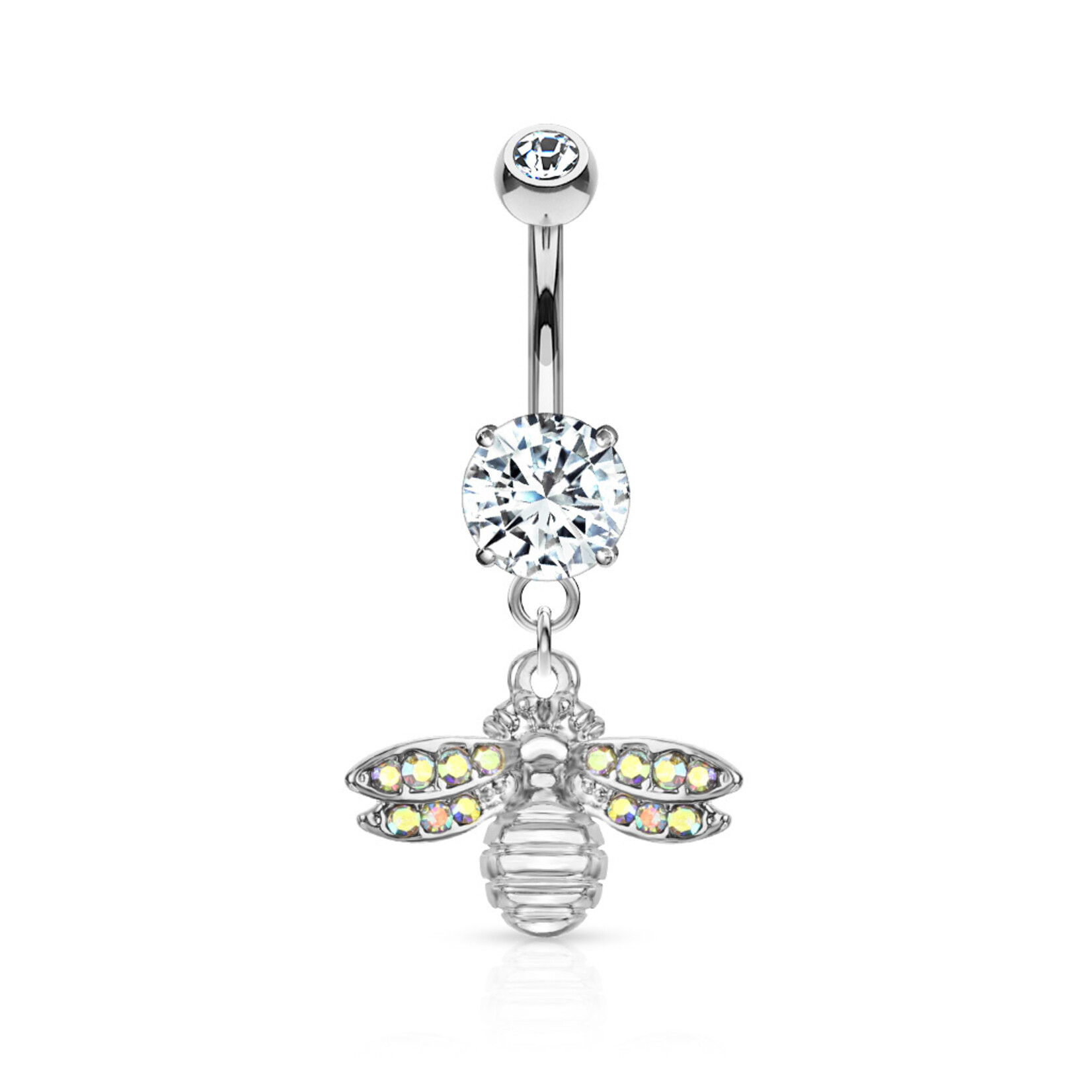 Body Jewelry Bee with Crystal Gem Navel Dangle