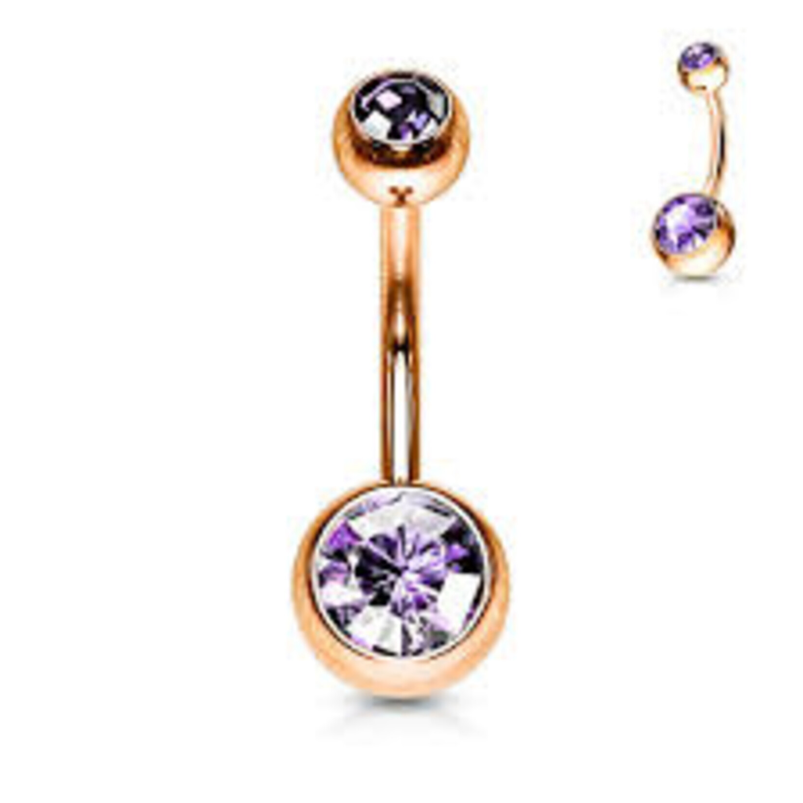 Hollywood Body Jewelry Rose Gold w/Gems Navel Ring