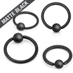 Hollywood Body Jewelry Matte Black Captive Bead Ring 16Ga