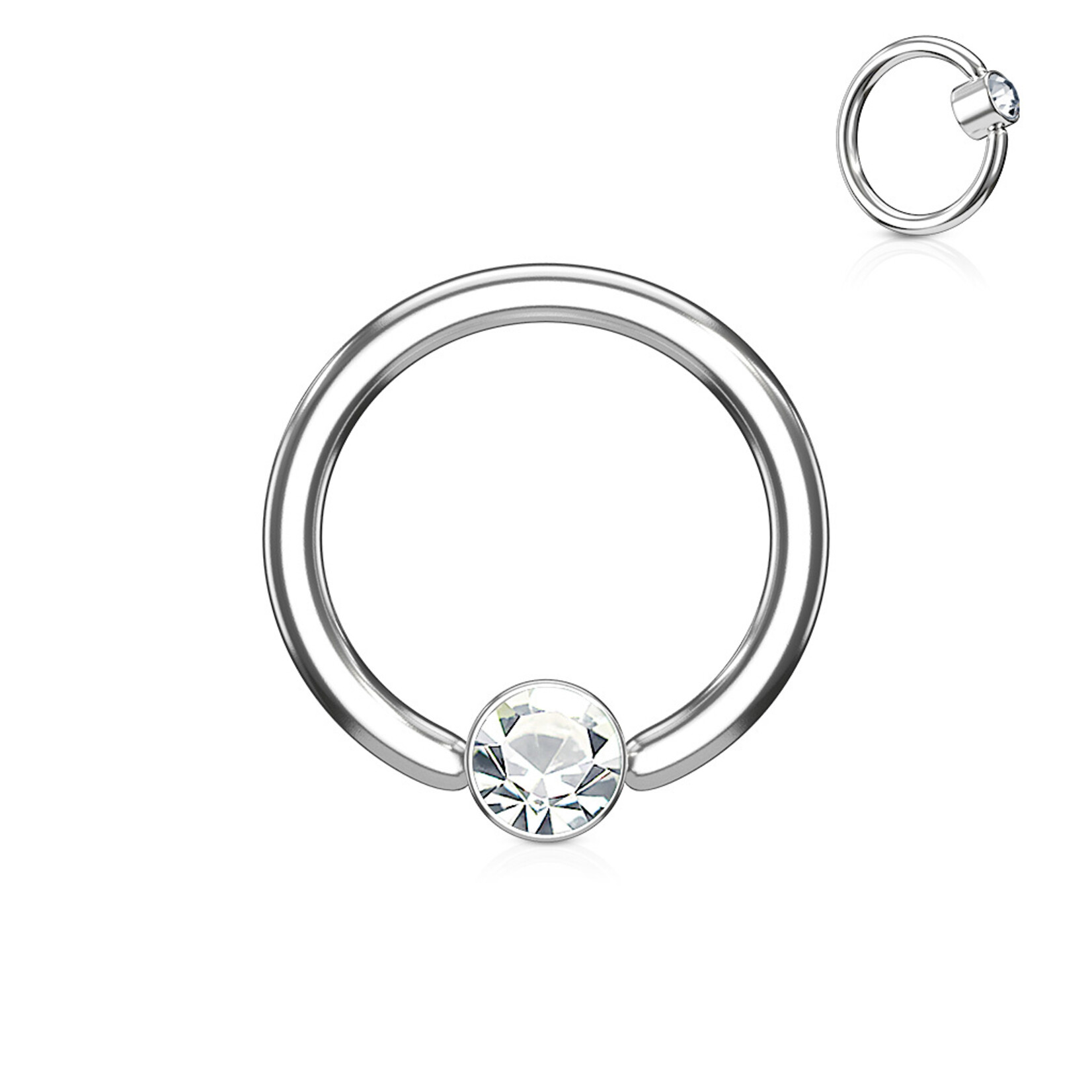 Body Jewelry Crystal Set Flat Captive Bead Ring