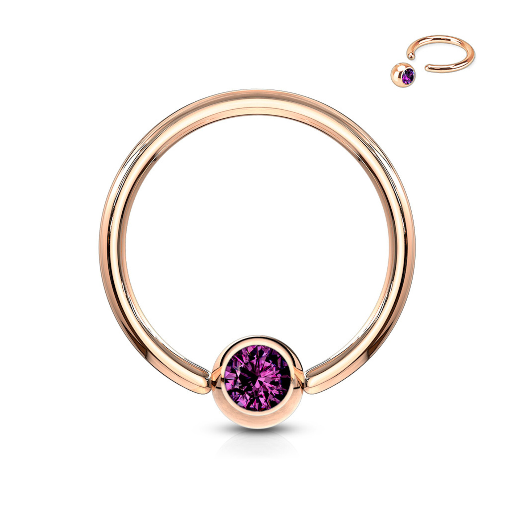 Hollywood Body Jewelry Rose Gold Gem Captive Bead Ring