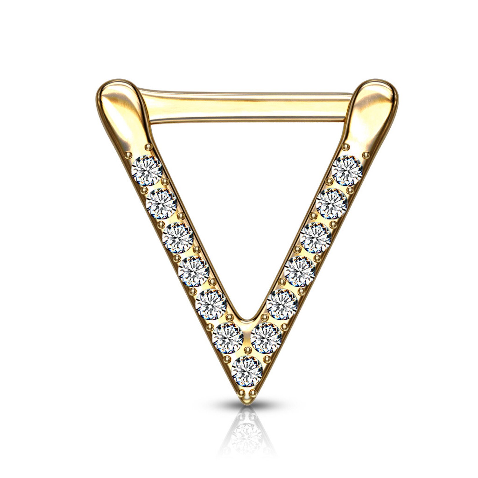 Body Jewelry SEPS-46, S.S. CZ Paved Triangle Clicker