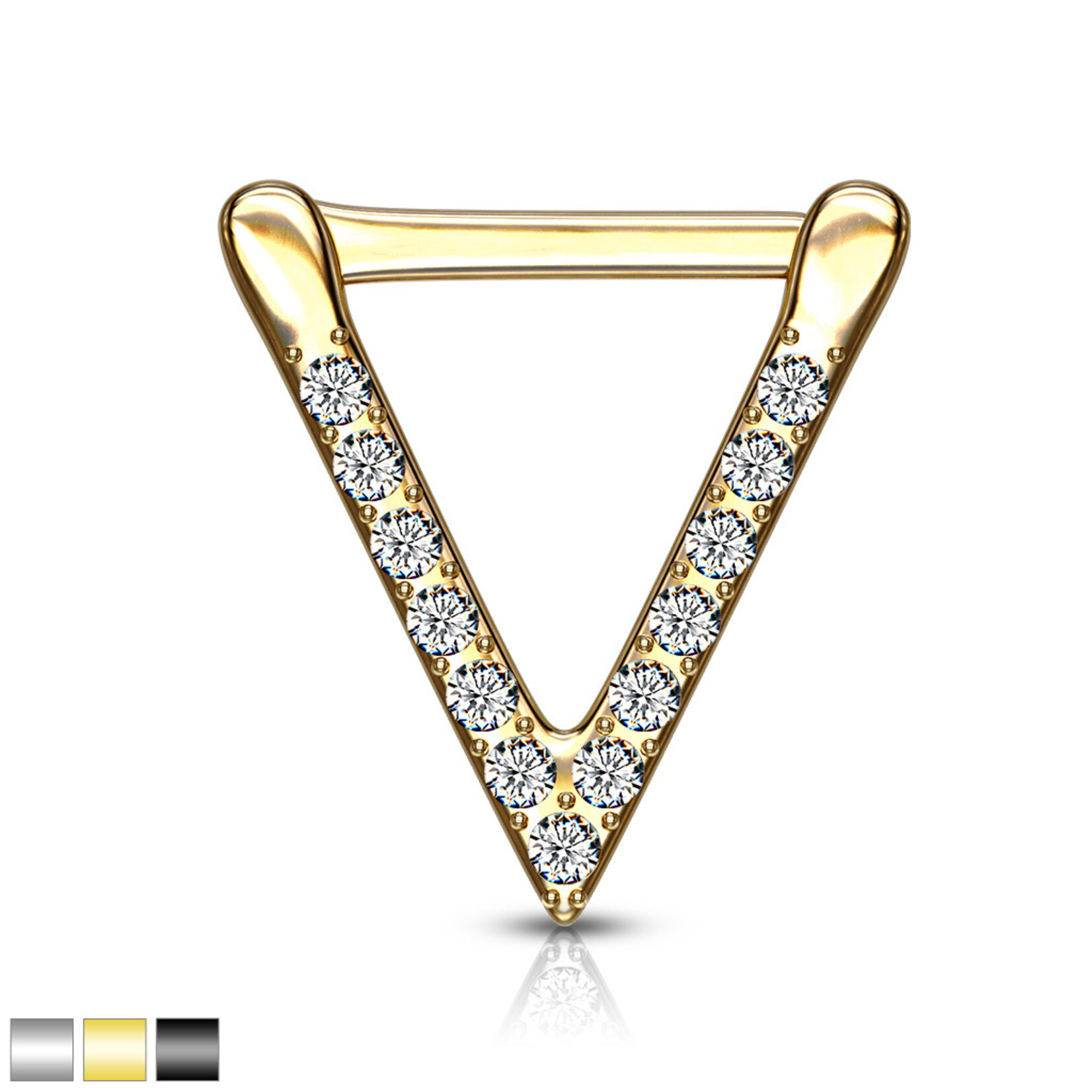Body Jewelry SEPS-46, S.S. CZ Paved Triangle Clicker