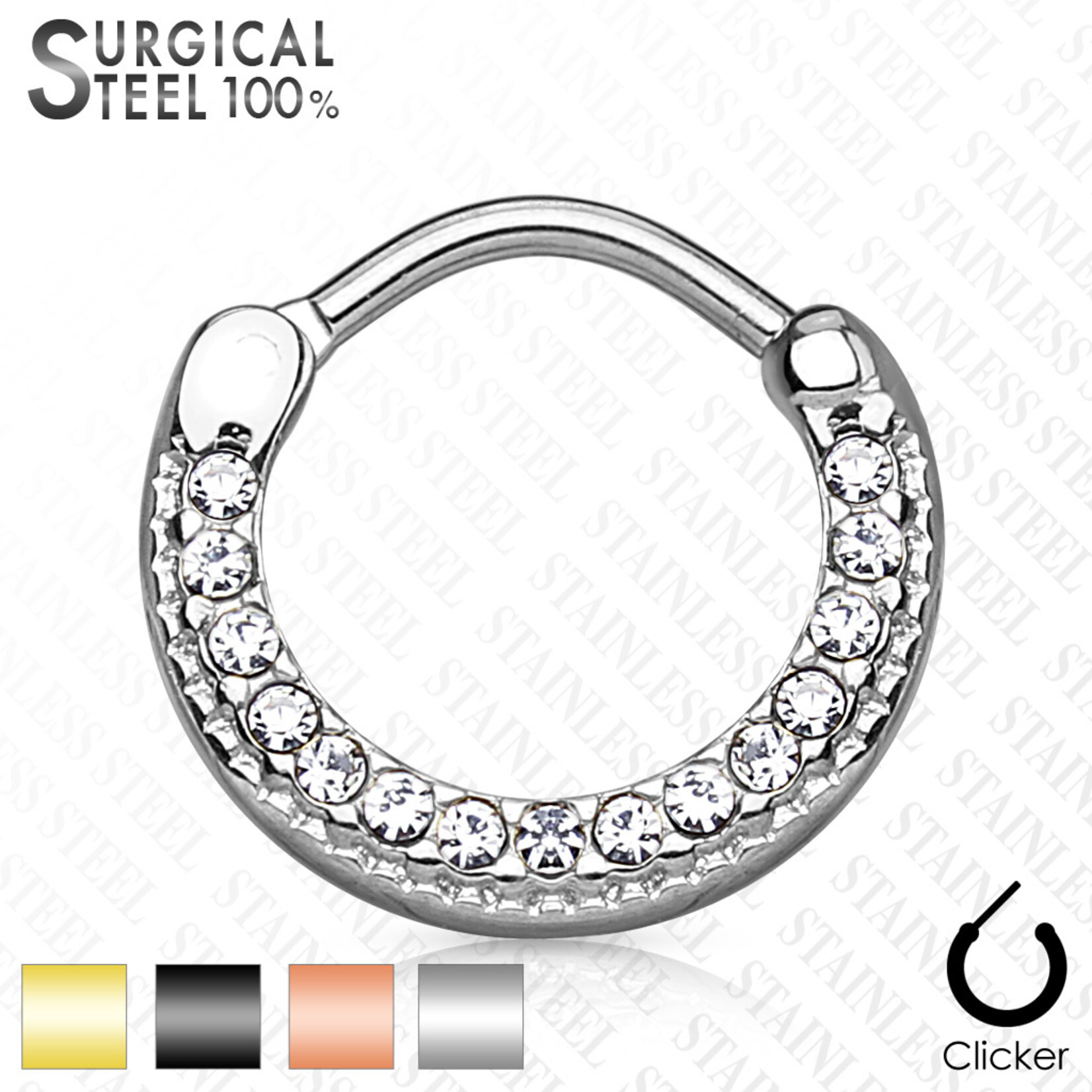 Hollywood Body Jewelry Crystal Round Clicker