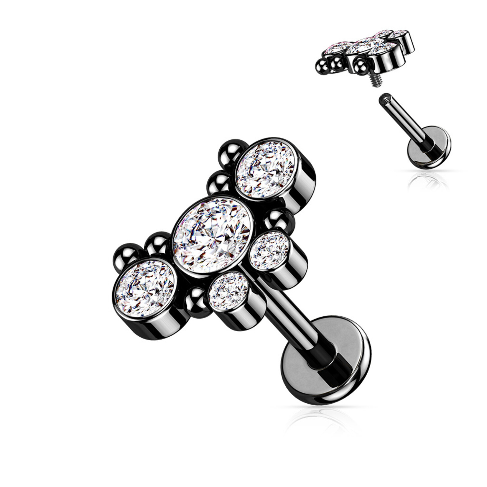 Hollywood Body Jewelry 5 Crystal Butterfly Labret