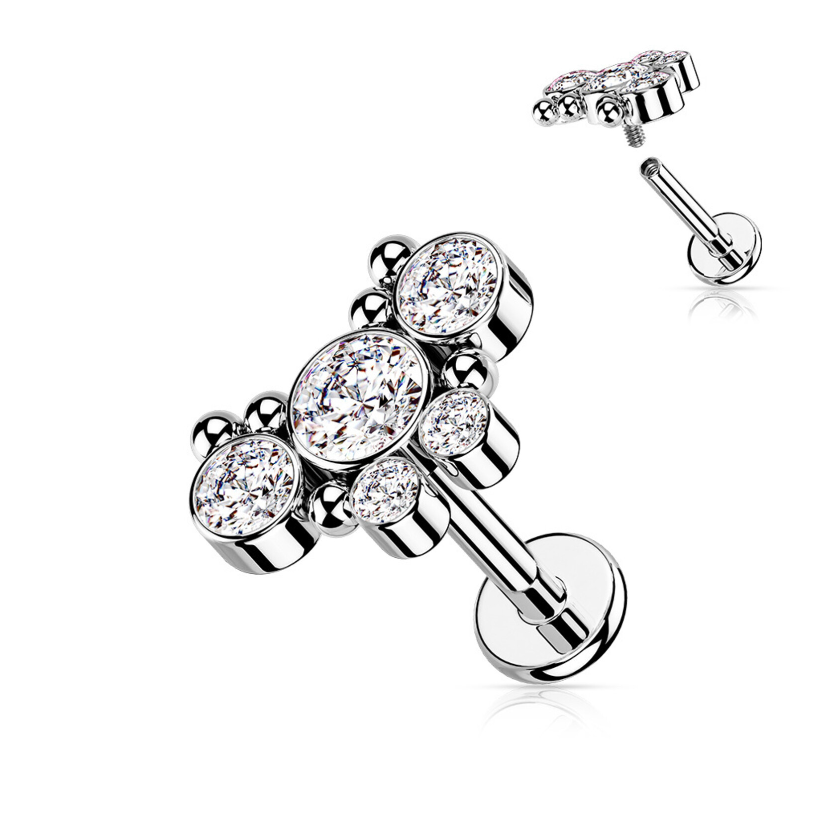 Hollywood Body Jewelry 5 Crystal Butterfly Labret