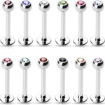 Hollywood Body Jewelry Press Fit Gem Ball Labret 16Ga 5/16