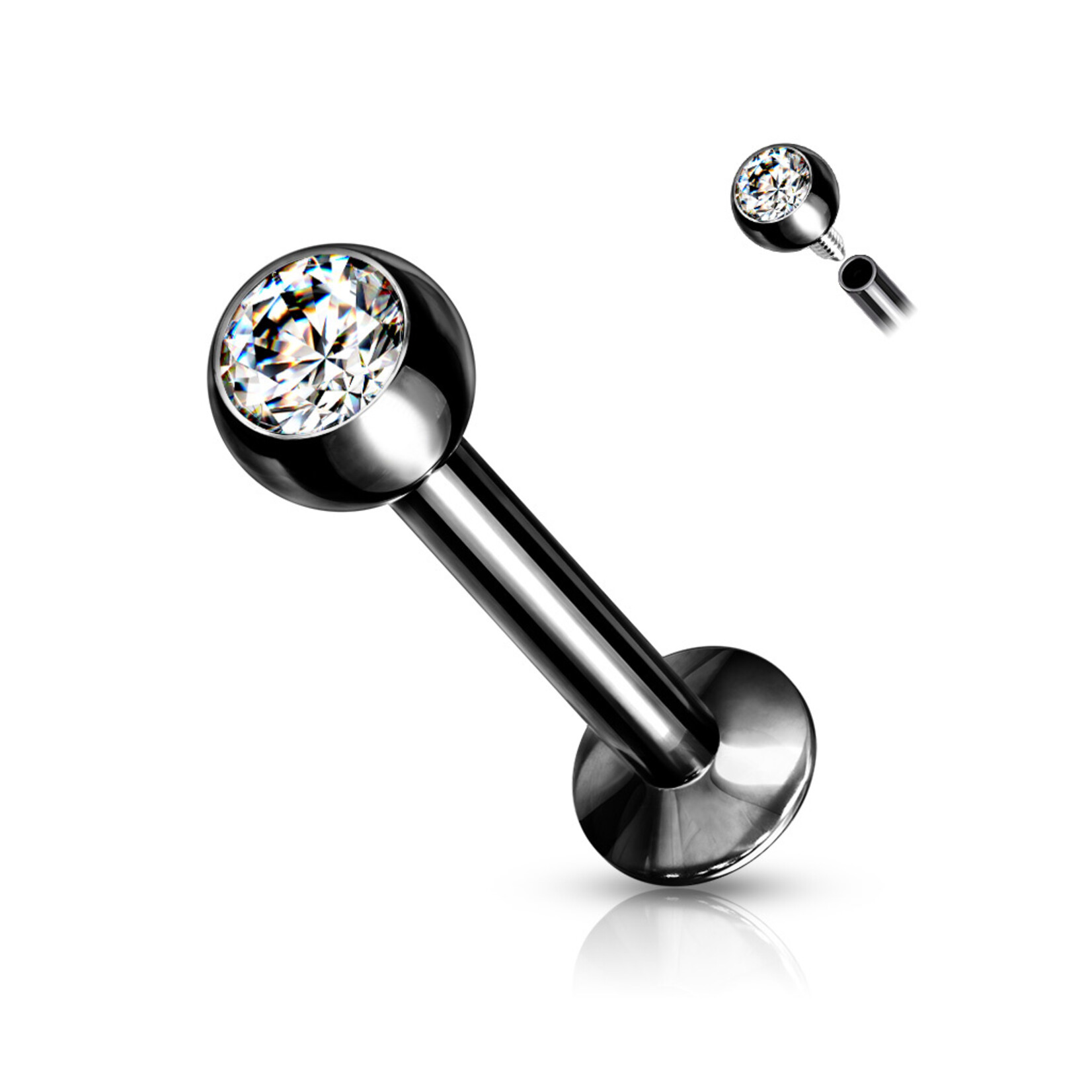 Hollywood Body Jewelry Press Fit Gem Ball Labret