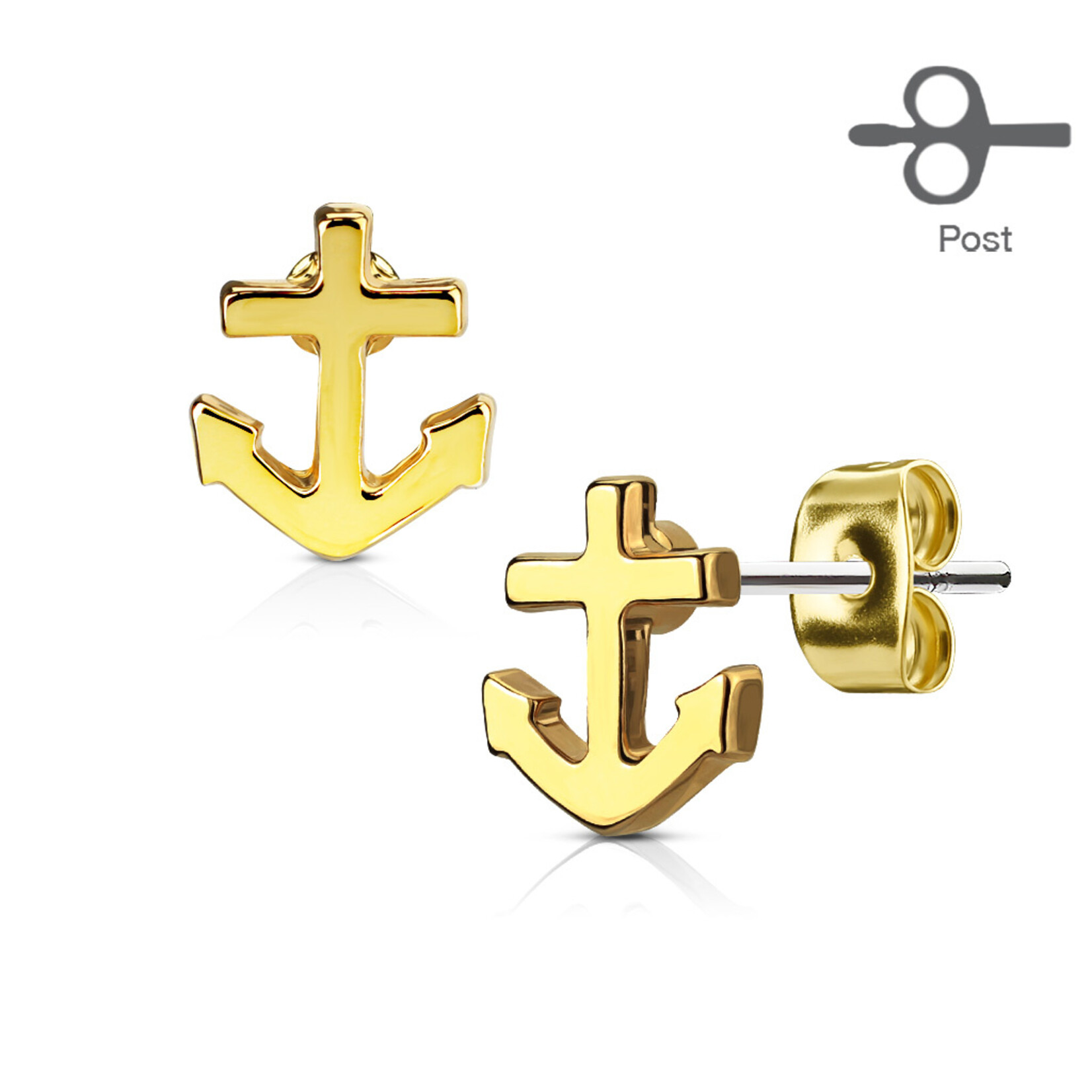 Body Jewelry Pair of Anchor Stud Earrings