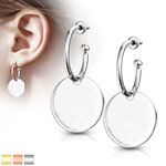 Accessories Hoop  w/Round Plate Dangle Earrings