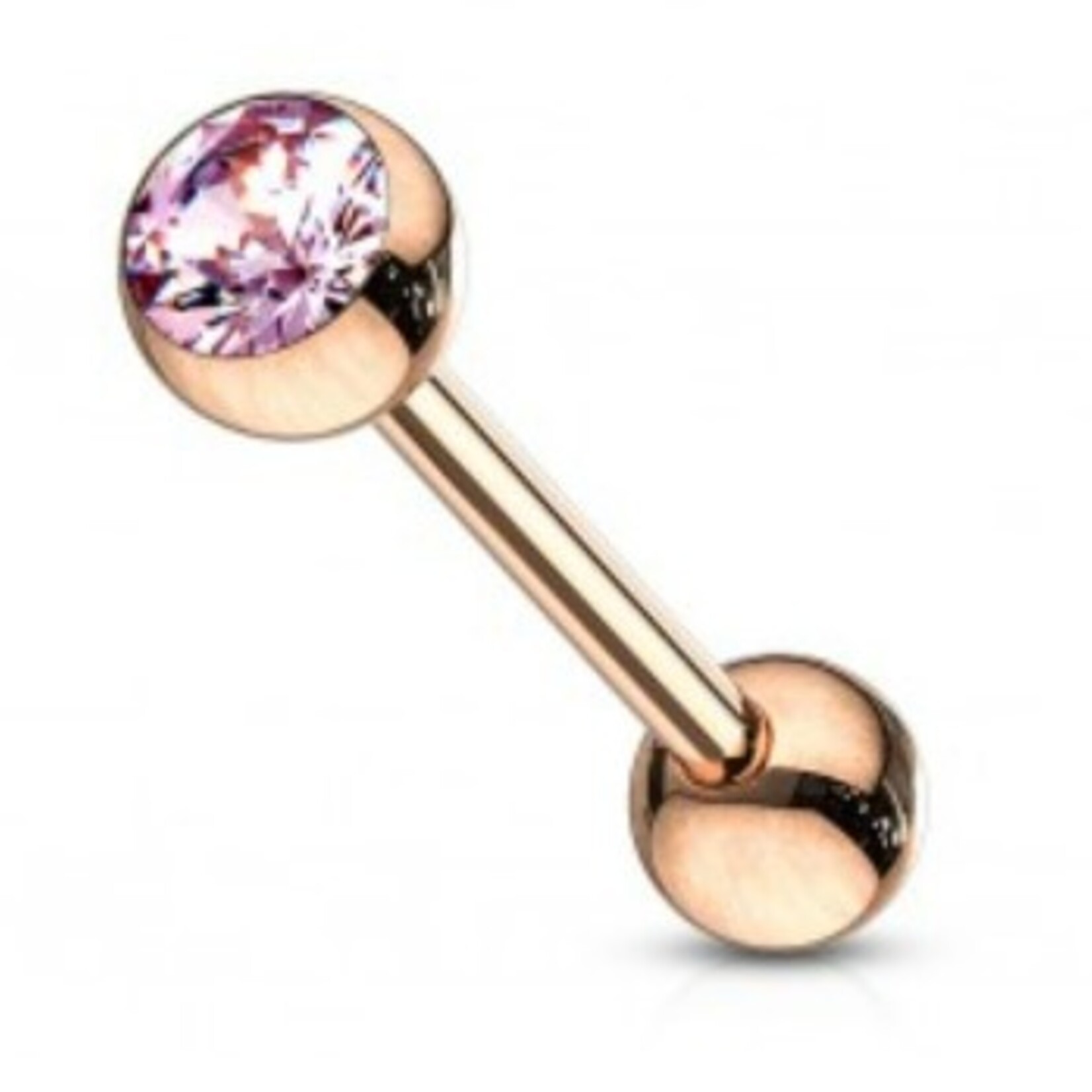 Hollywood Body Jewelry Rose Gold Round Gem Barbell