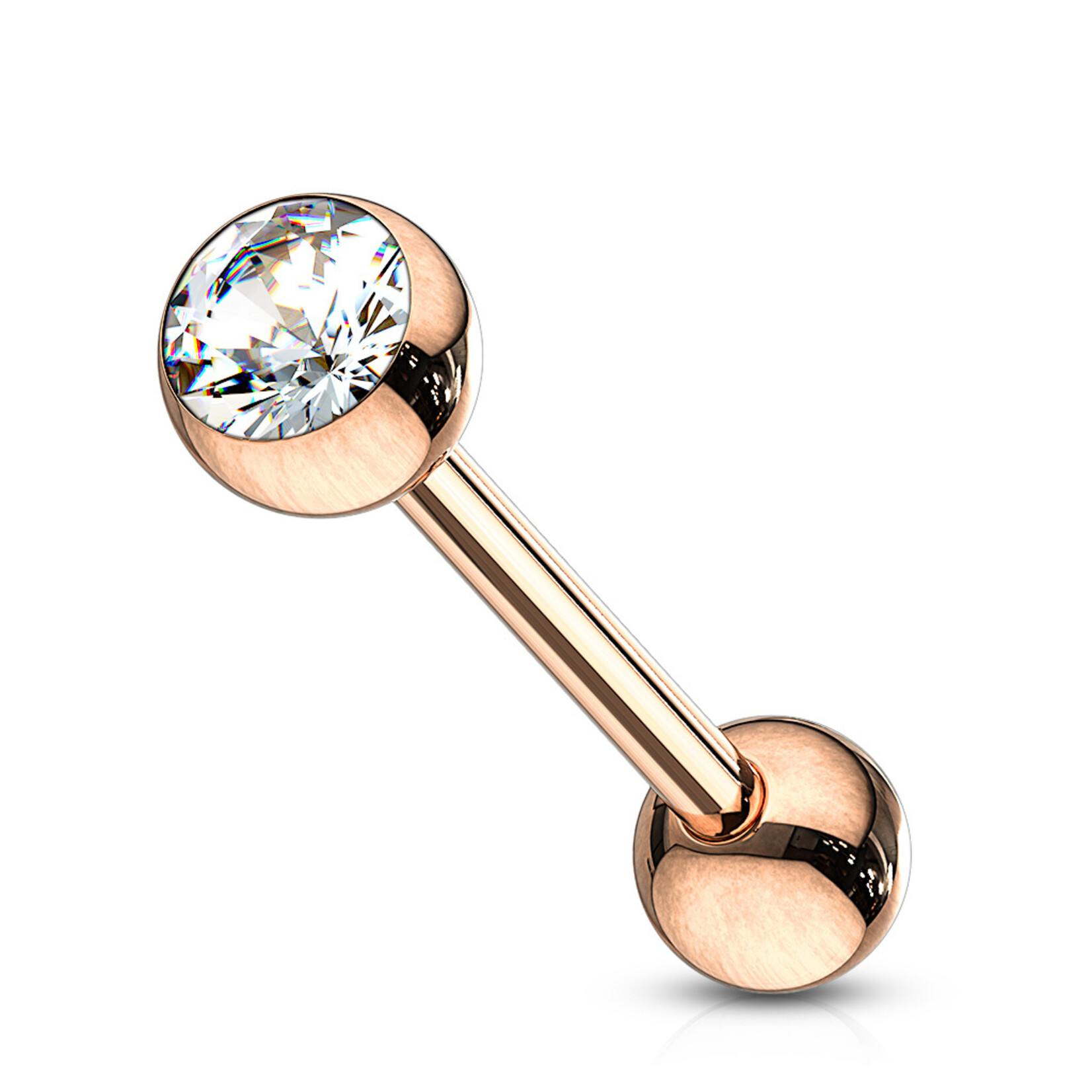 Hollywood Body Jewelry Rose Gold Round Gem Barbell