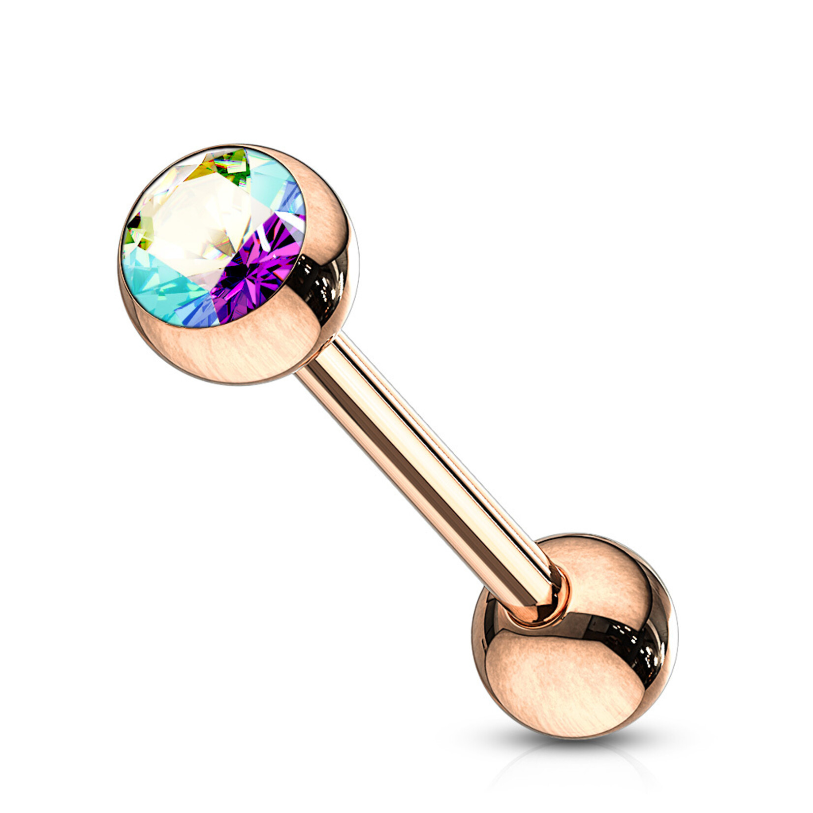 Hollywood Body Jewelry Rose Gold Round Gem Barbell