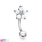 Body Jewelry Glitter Opal Flower Bent Barbell