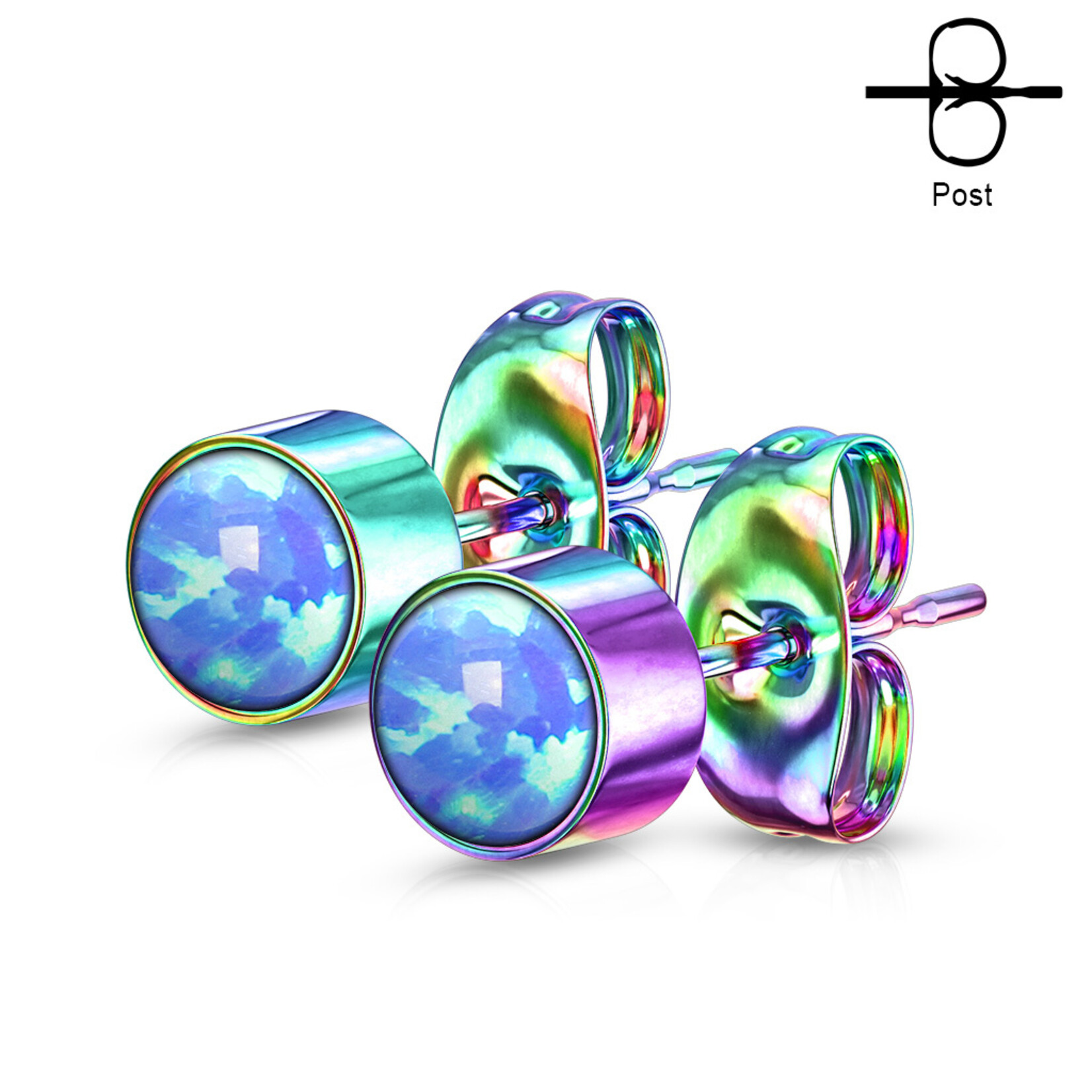 Body Jewelry Round Opal Stud Earrings