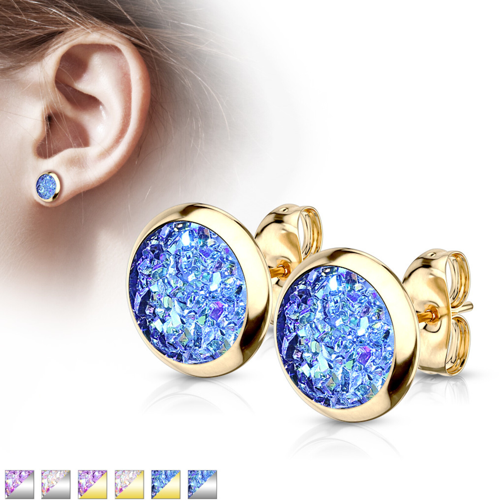 Body Jewelry Druzy Stone Stud Earrings