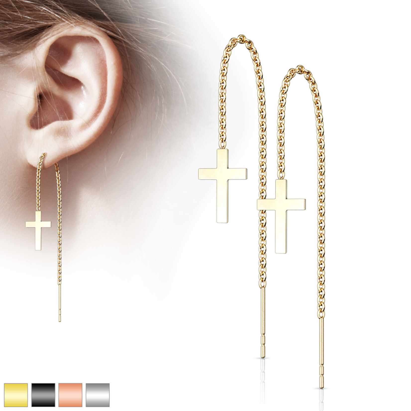 Body Jewelry Chain Cross Earrings