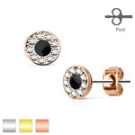 Body Jewelry Channel Gems Around Black Center Stud Earrings