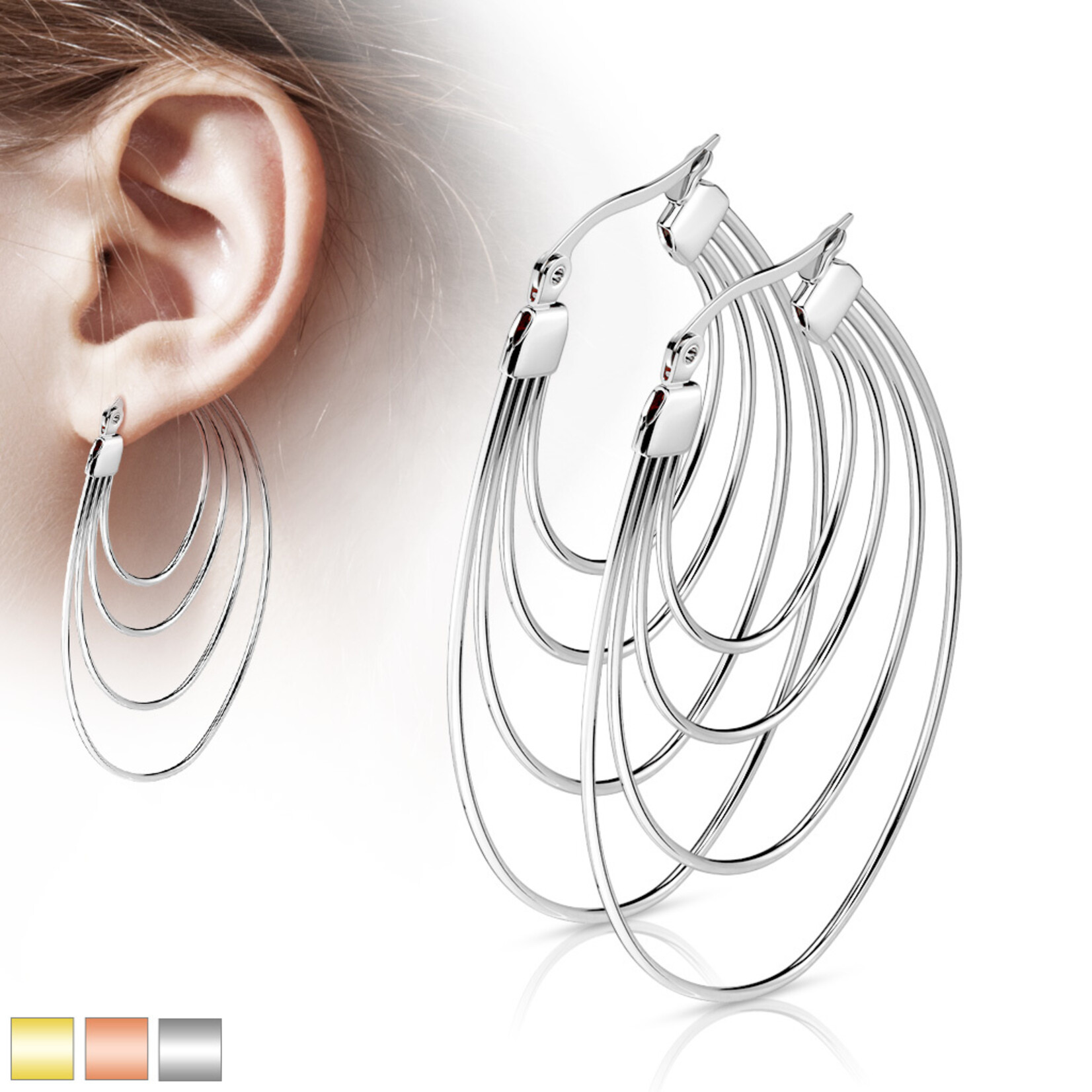 Body Jewelry Quadruple Layered Oval Earrings