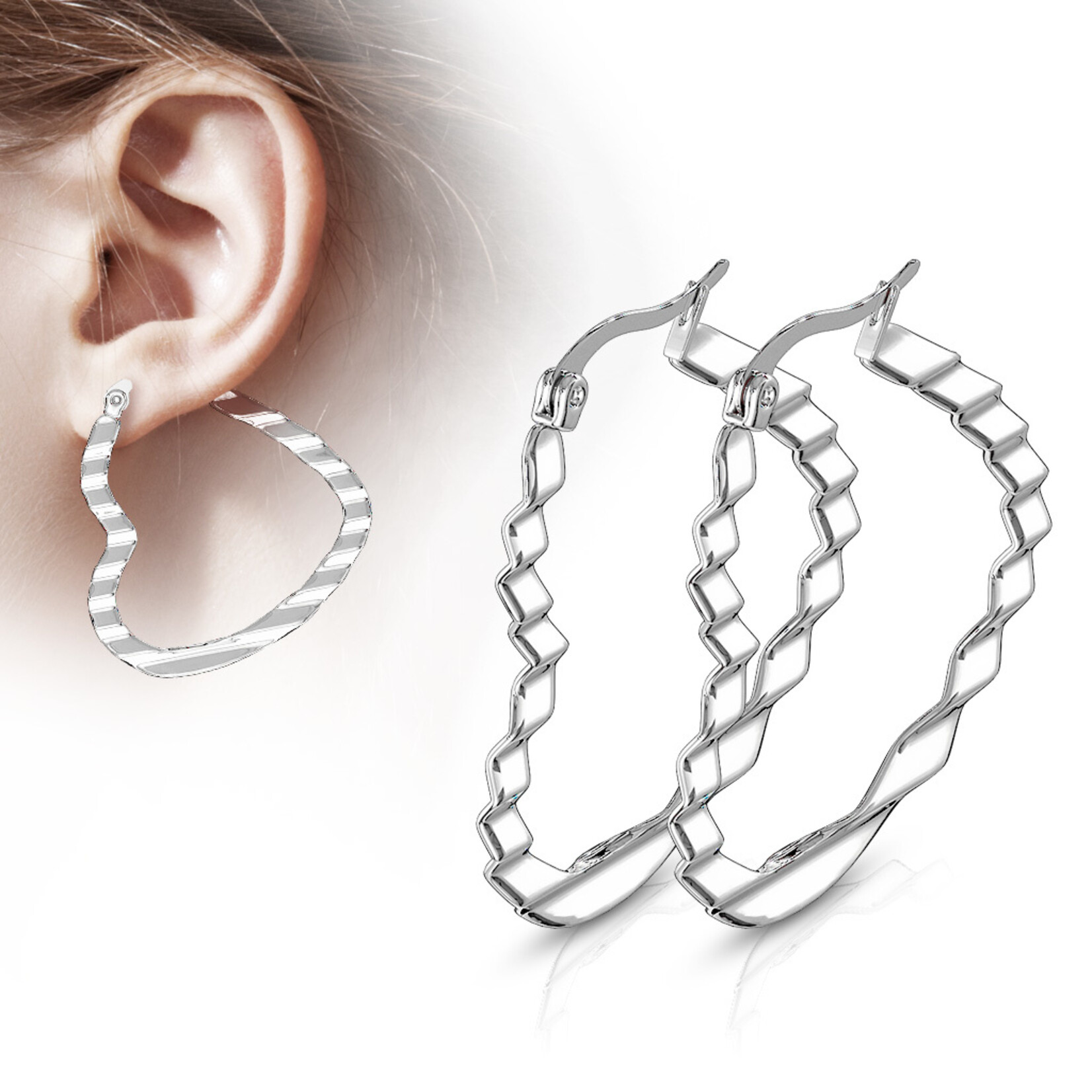 Body Jewelry Wave Pattern Heart Earrings