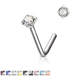 Hollywood Body Jewelry L Bend Gem Nose Pin