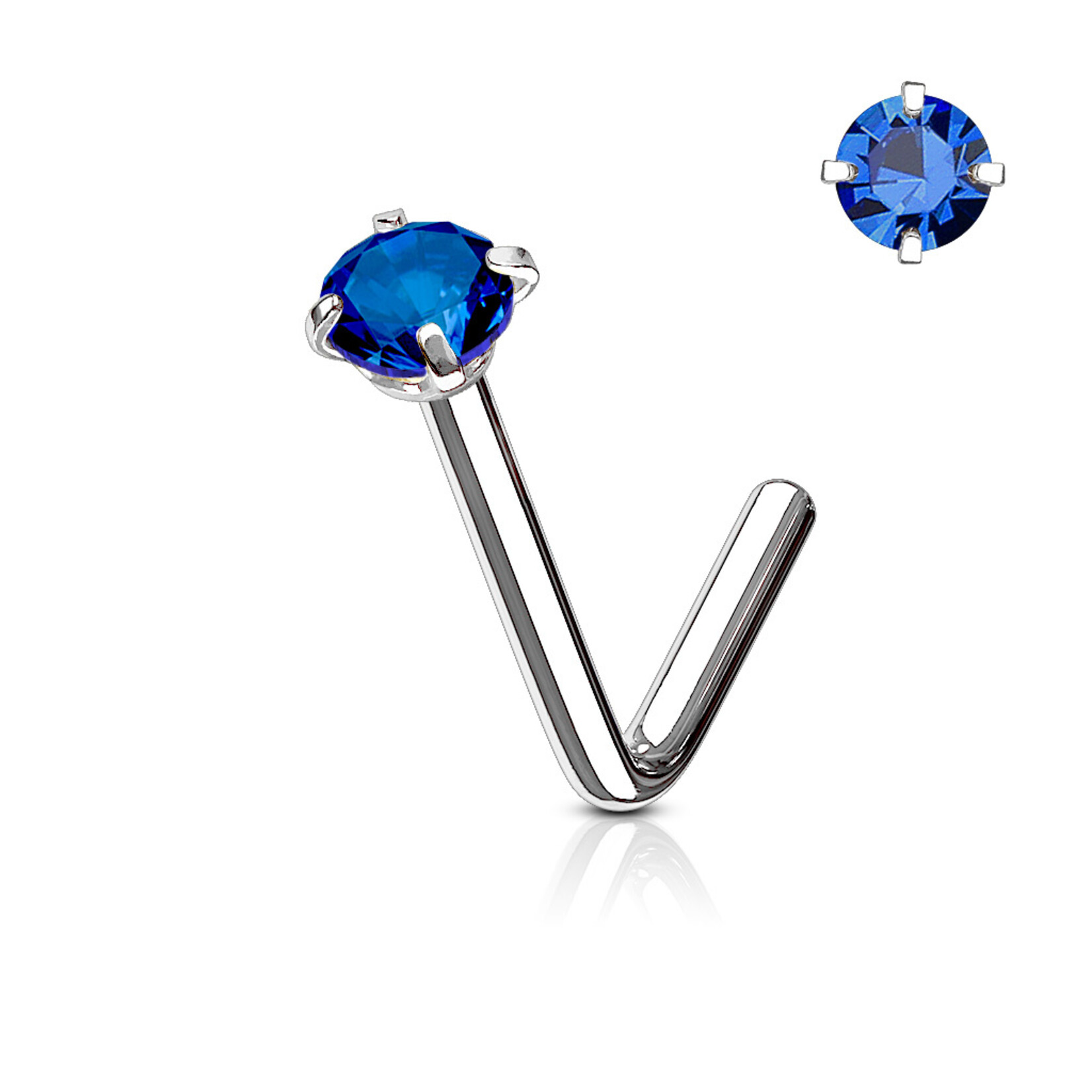 Hollywood Body Jewelry L Bend Gem Nose Pin