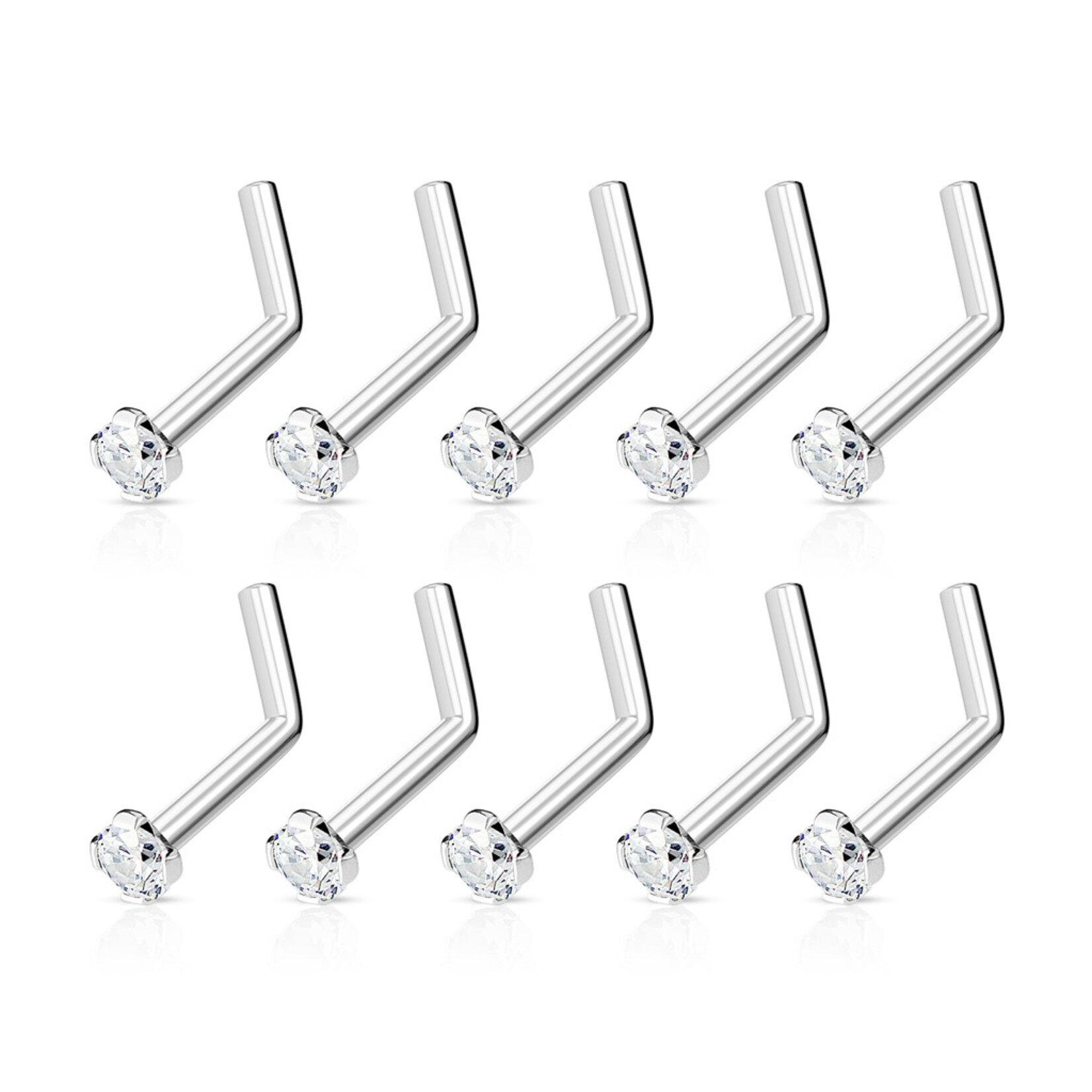 Hollywood Body Jewelry Gem L Bend Nose Ring Pin