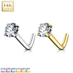 Hollywood Body Jewelry Gem L Bend Nose Pin 18Ga