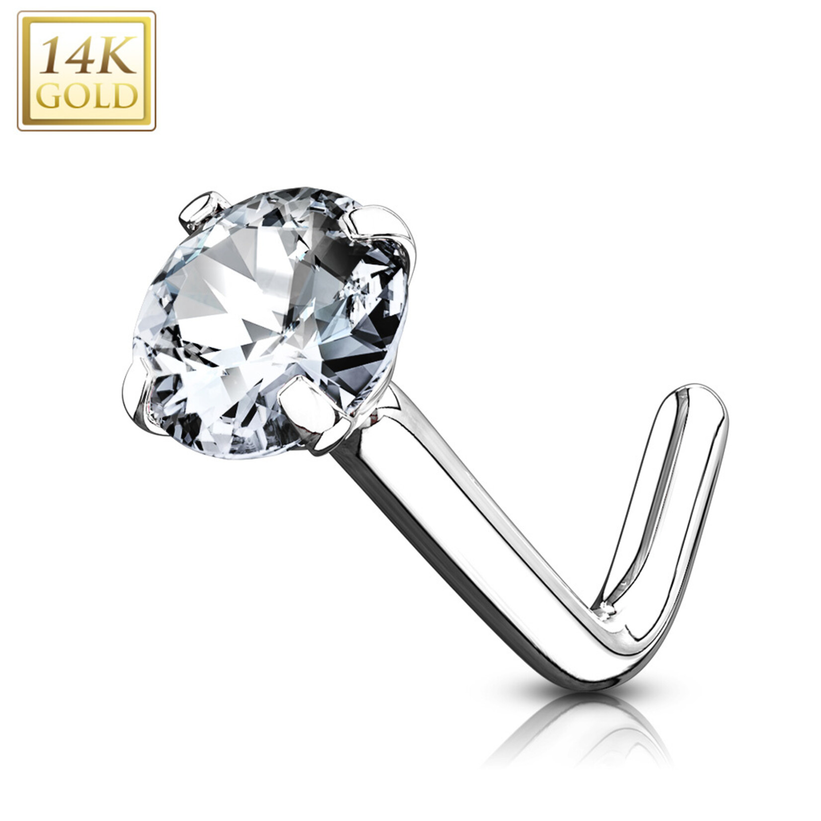 Hollywood Body Jewelry Gem L Bend Nose Pin
