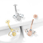 Hollywood Body Jewelry Bee & Flower Navel Ring