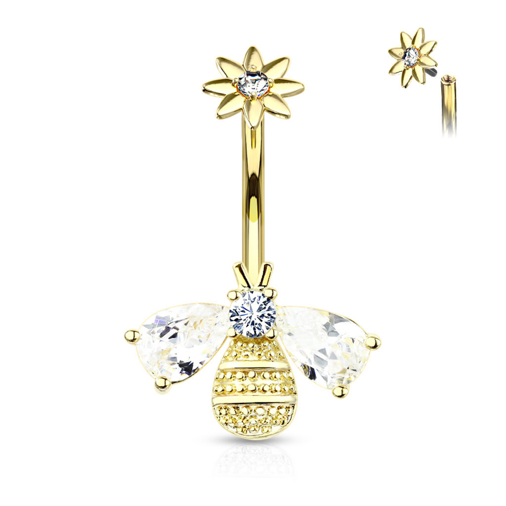 Hollywood Body Jewelry Bee & Flower Navel Ring