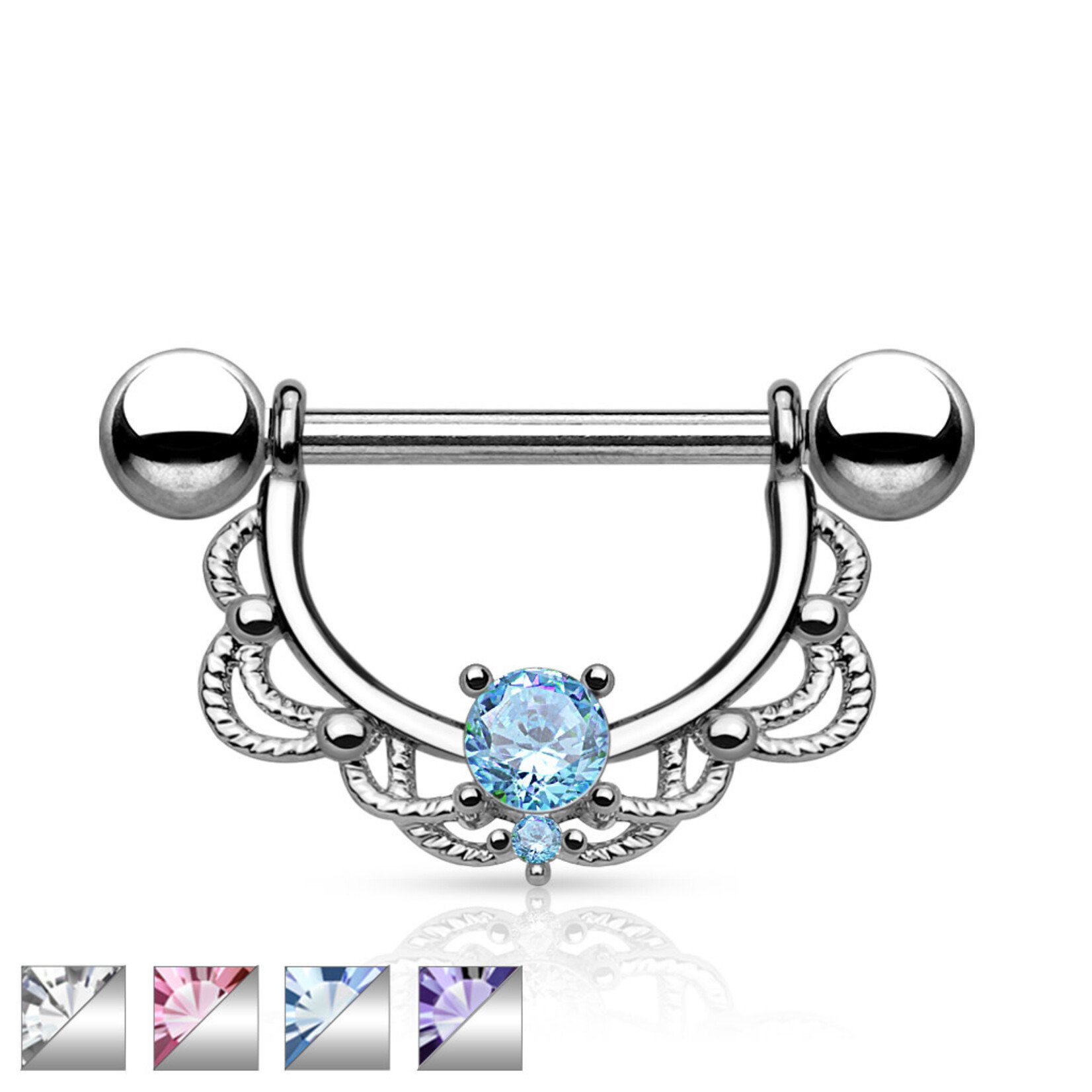 Hollywood Body Jewelry Gem Filigree Nipple Ring