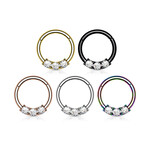 Hollywood Body Jewelry Hinged Hoop w/ 3 Stones