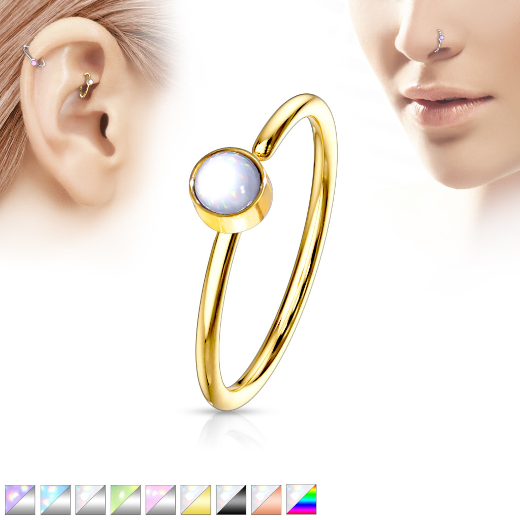 Body Jewelry Illuminating Stone Bendable Hoops