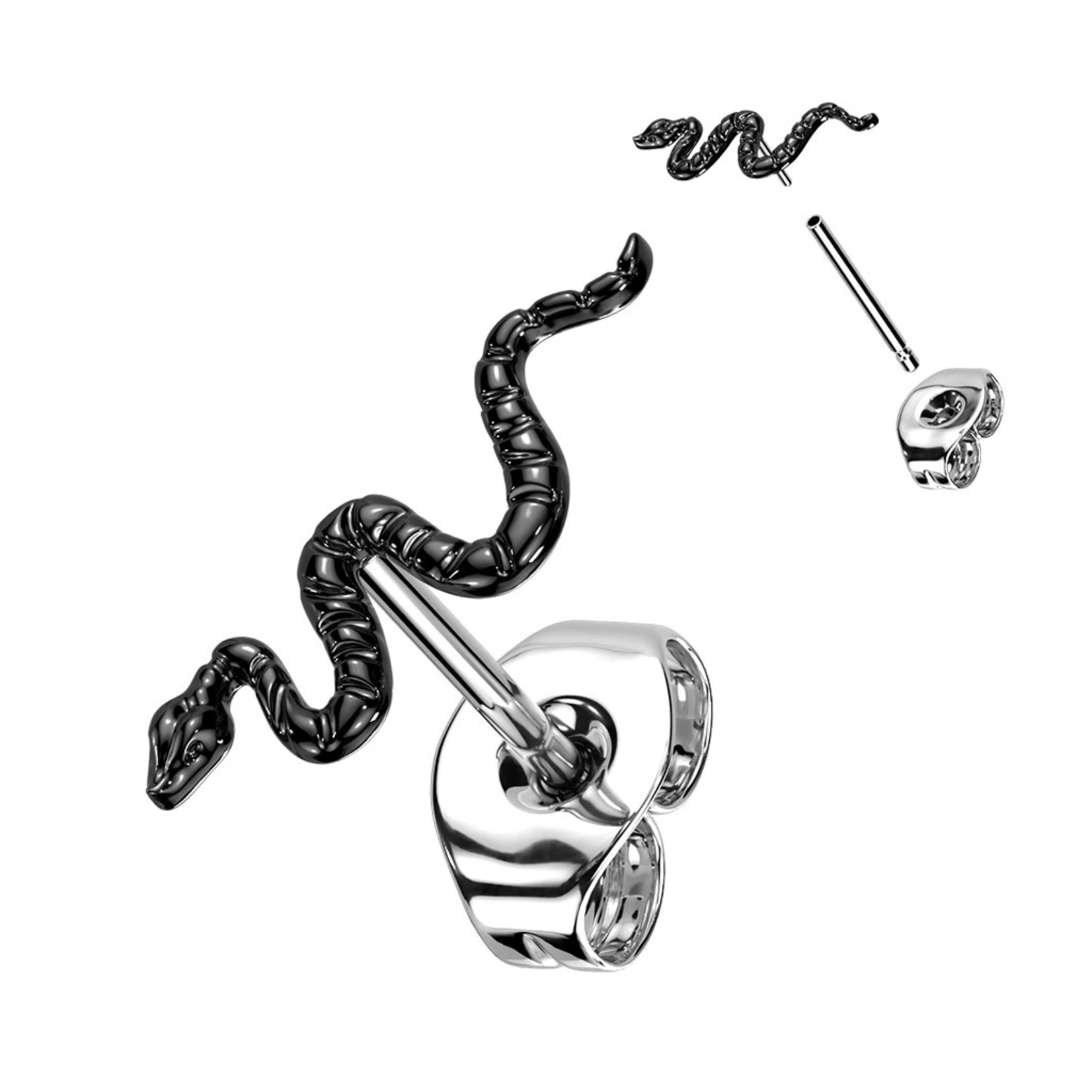 Hollywood Body Jewelry Titanium Push In Snake Earring