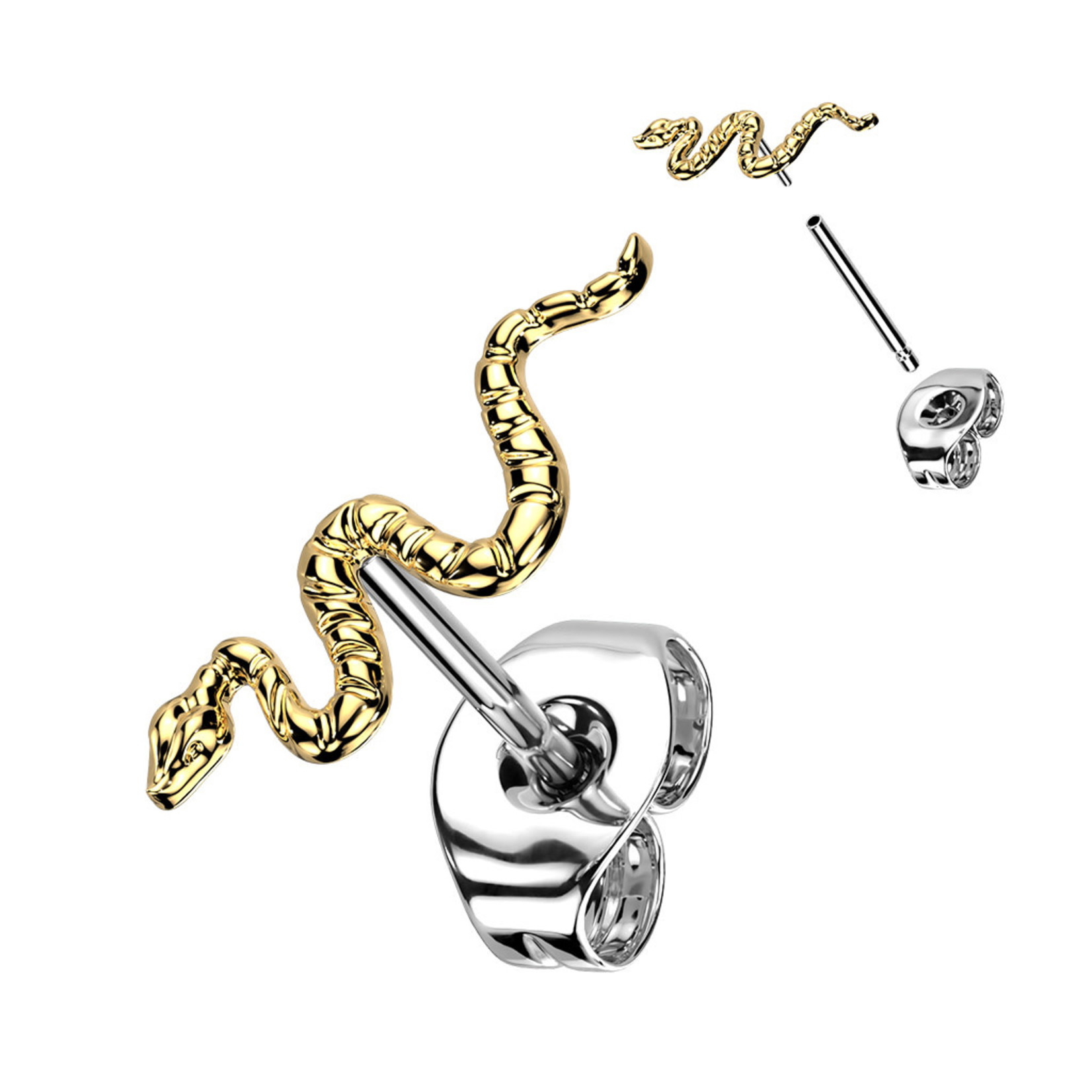 Hollywood Body Jewelry Titanium Push In Snake Earring