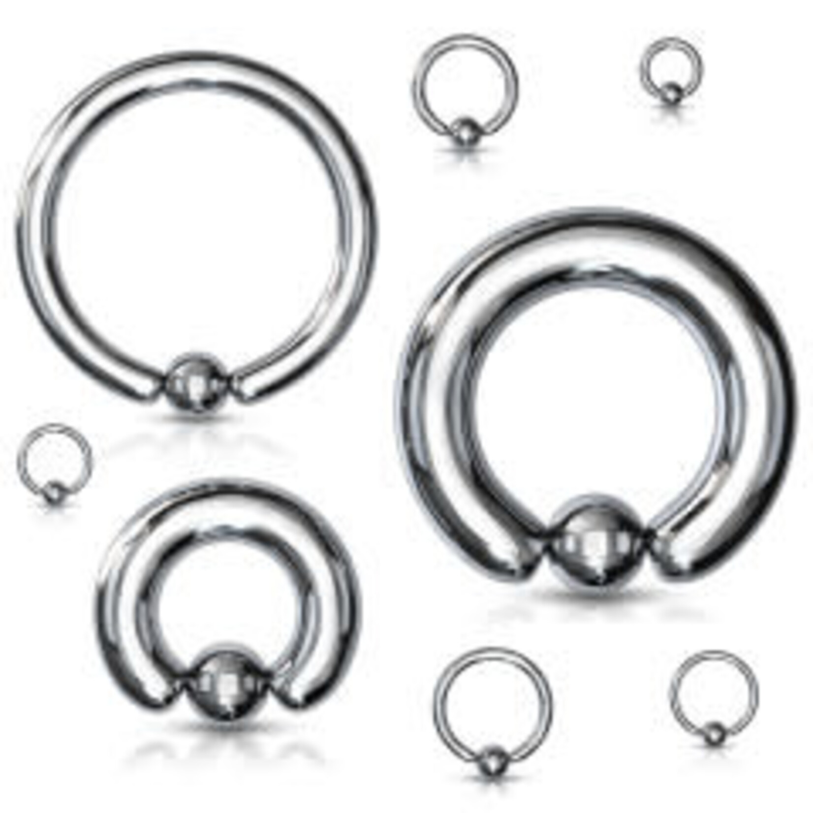 Basic Body Jewelry 18GA 1/4" Surgical Steel Captive Bead Ring. CBR 3mm.