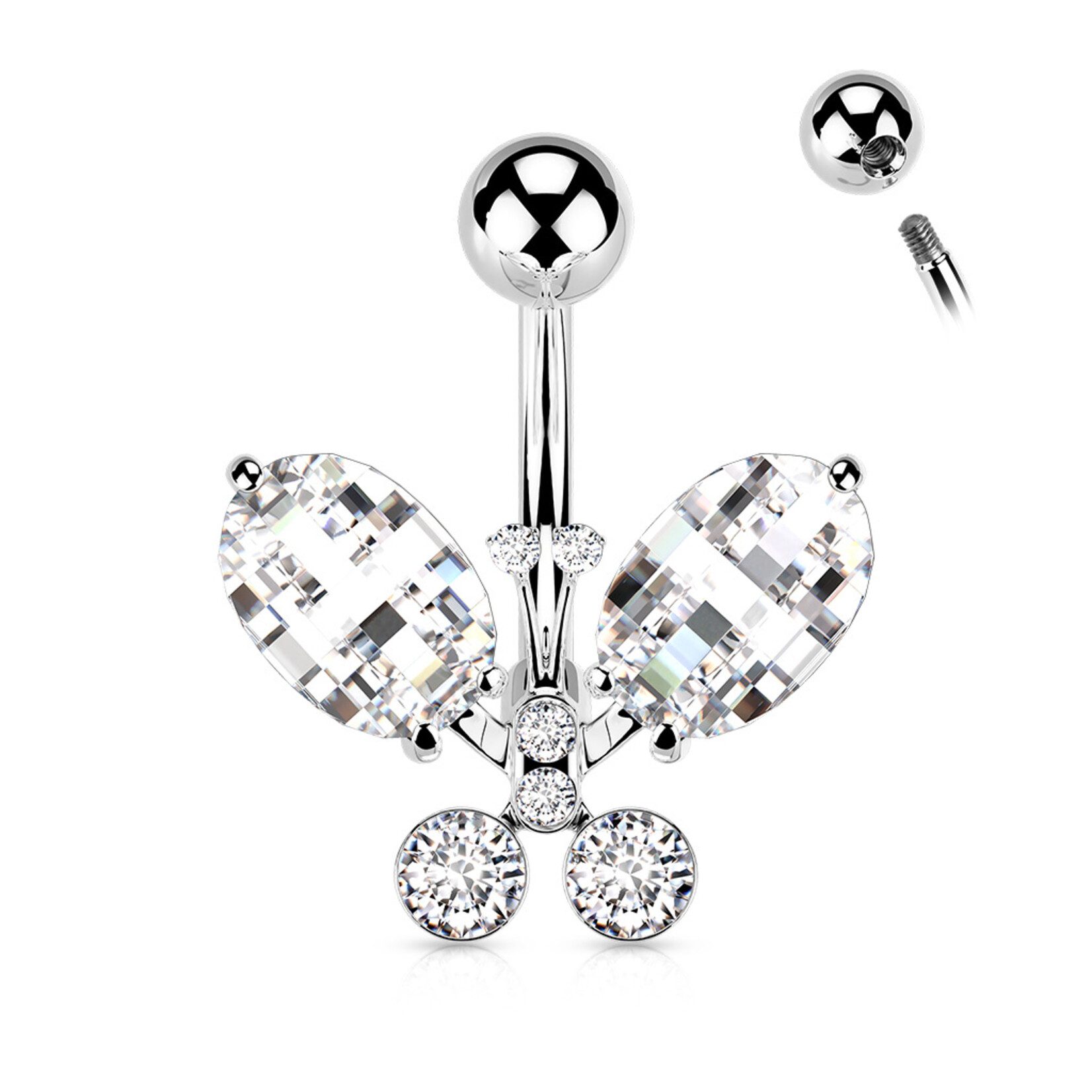 Hollywood Body Jewelry Crystal Butterfly Navel Ring