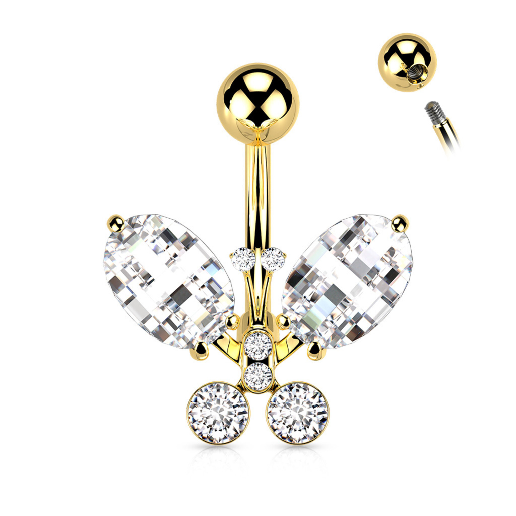 Hollywood Body Jewelry Crystal Butterfly Navel Ring