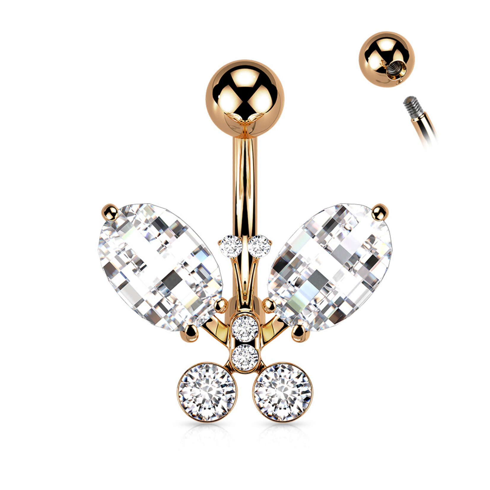 Hollywood Body Jewelry Crystal Butterfly Navel Ring
