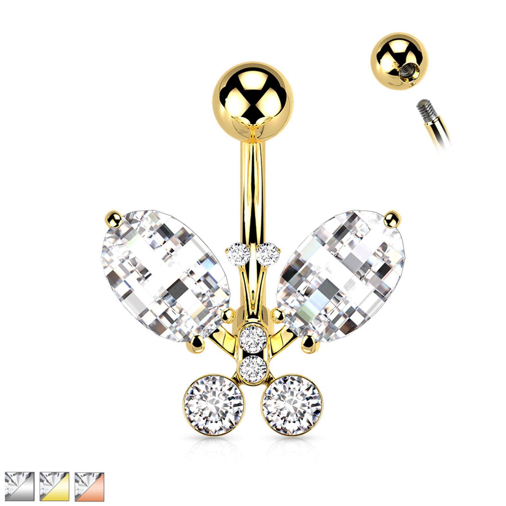 Hollywood Body Jewelry Crystal Butterfly Navel Ring