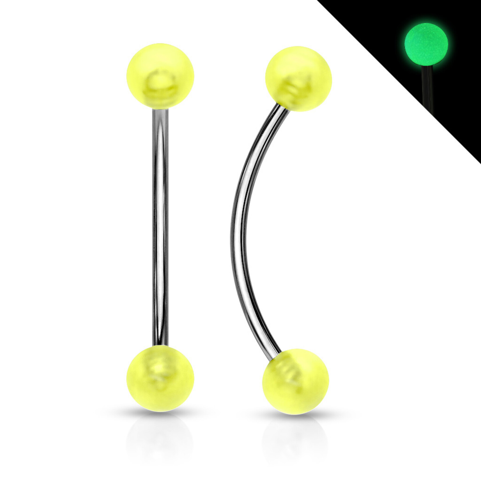 Hollywood Body Jewelry Glow in Dark Bent Barbell