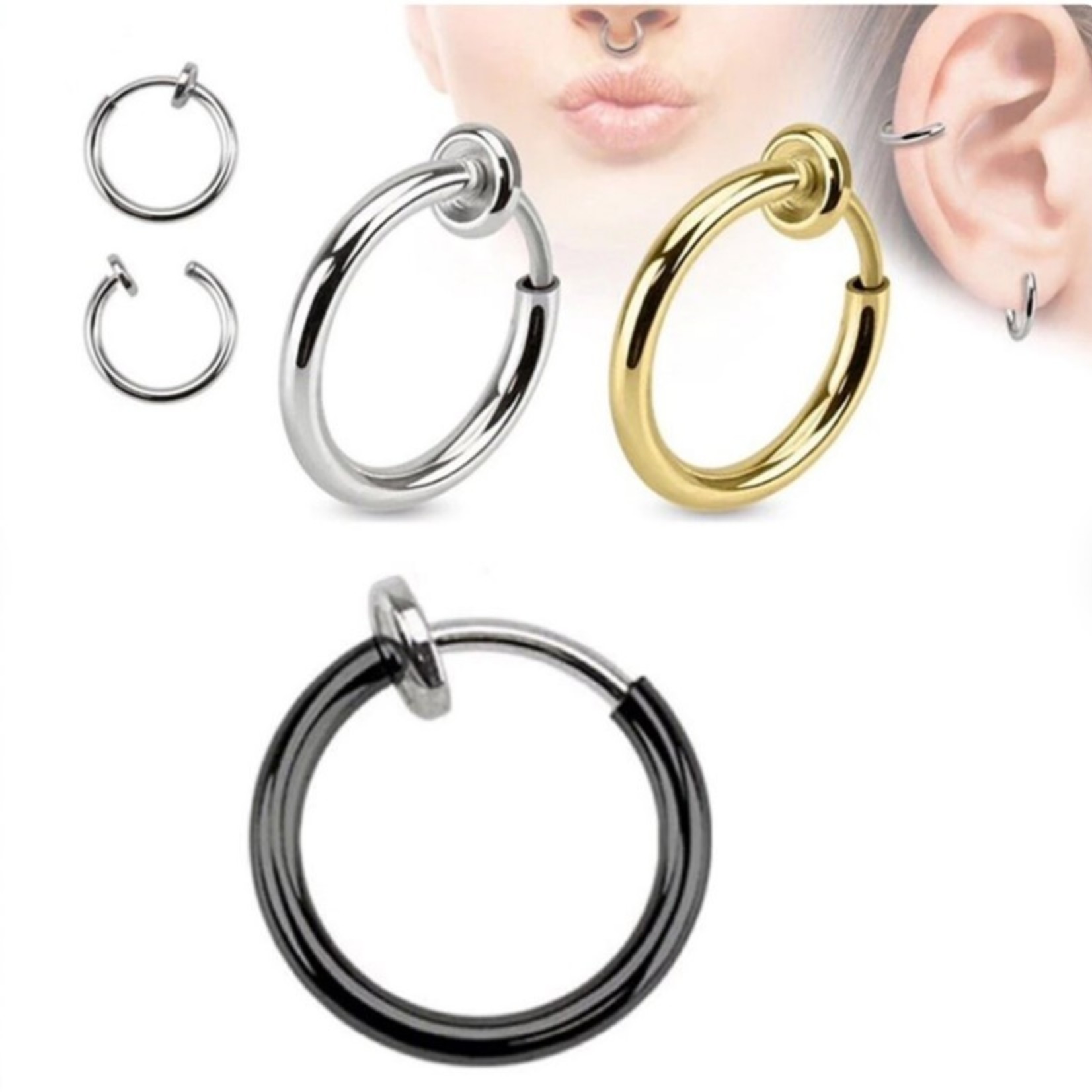 Hollywood Body Jewelry Spring Action Hoop