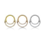 Hollywood Body Jewelry Double Gem Hoop Hinged Septum Ring