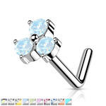 Hollywood Body Jewelry Three Crystal L Bend Nose Stud