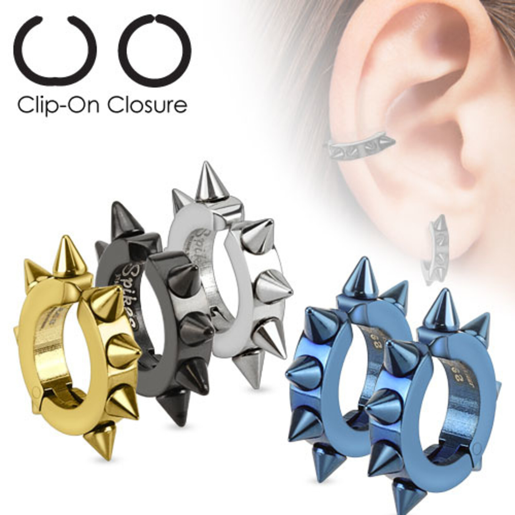 Hollywood Body Jewelry Spiked Ear Cuff Pair
