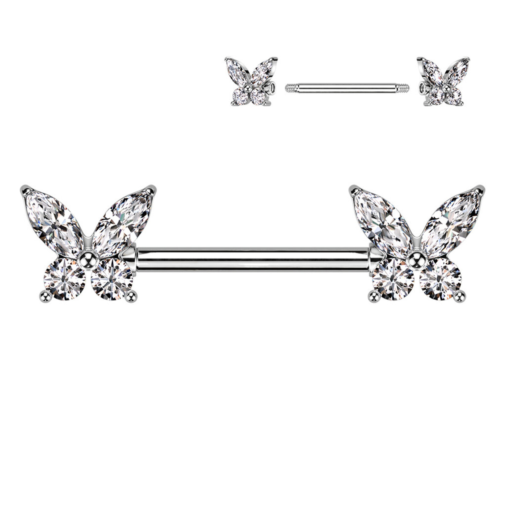 Hollywood Body Jewelry Crystal Butterfly Nipple Barbell
