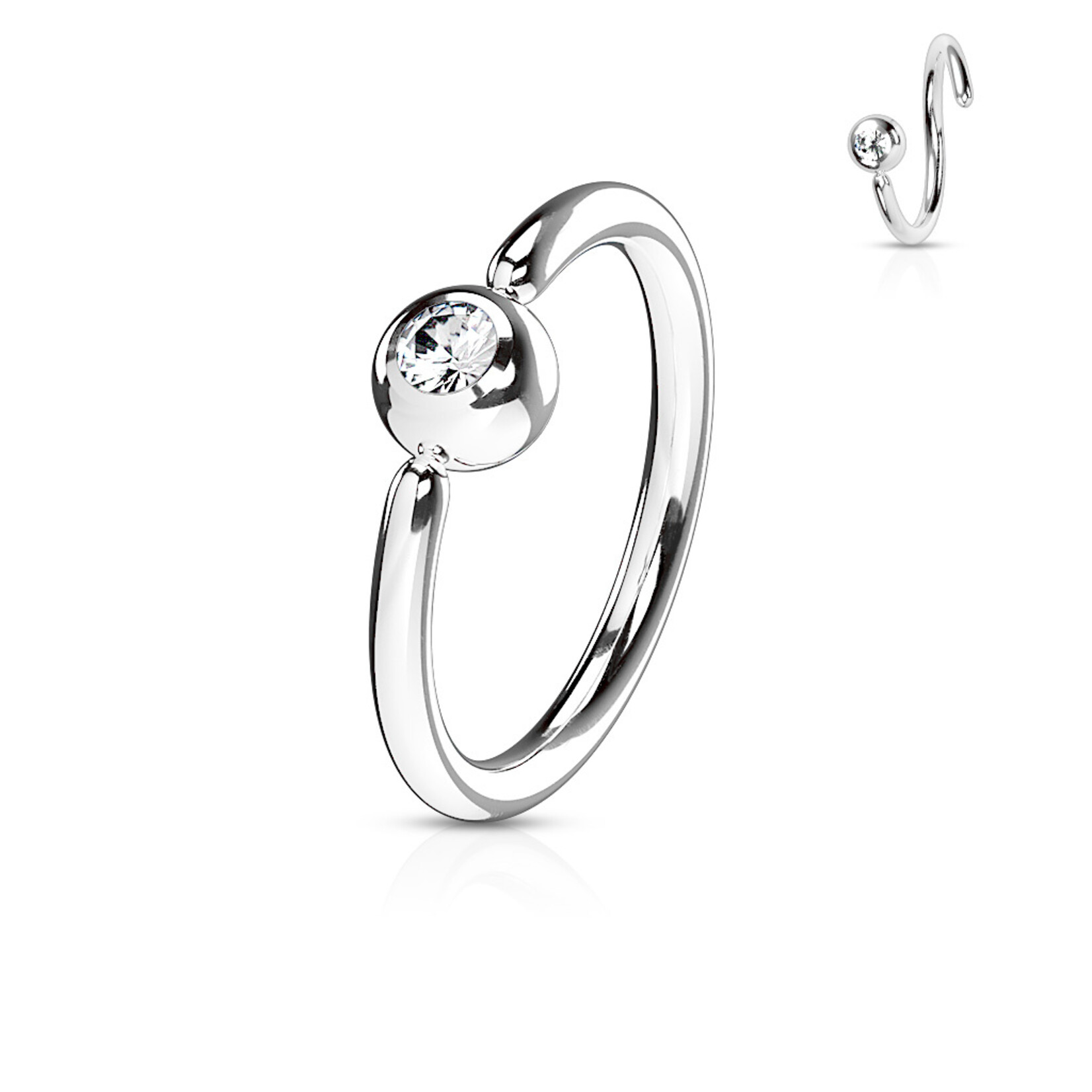 Hollywood Body Jewelry RSF04 Front Fixed SS Hoop