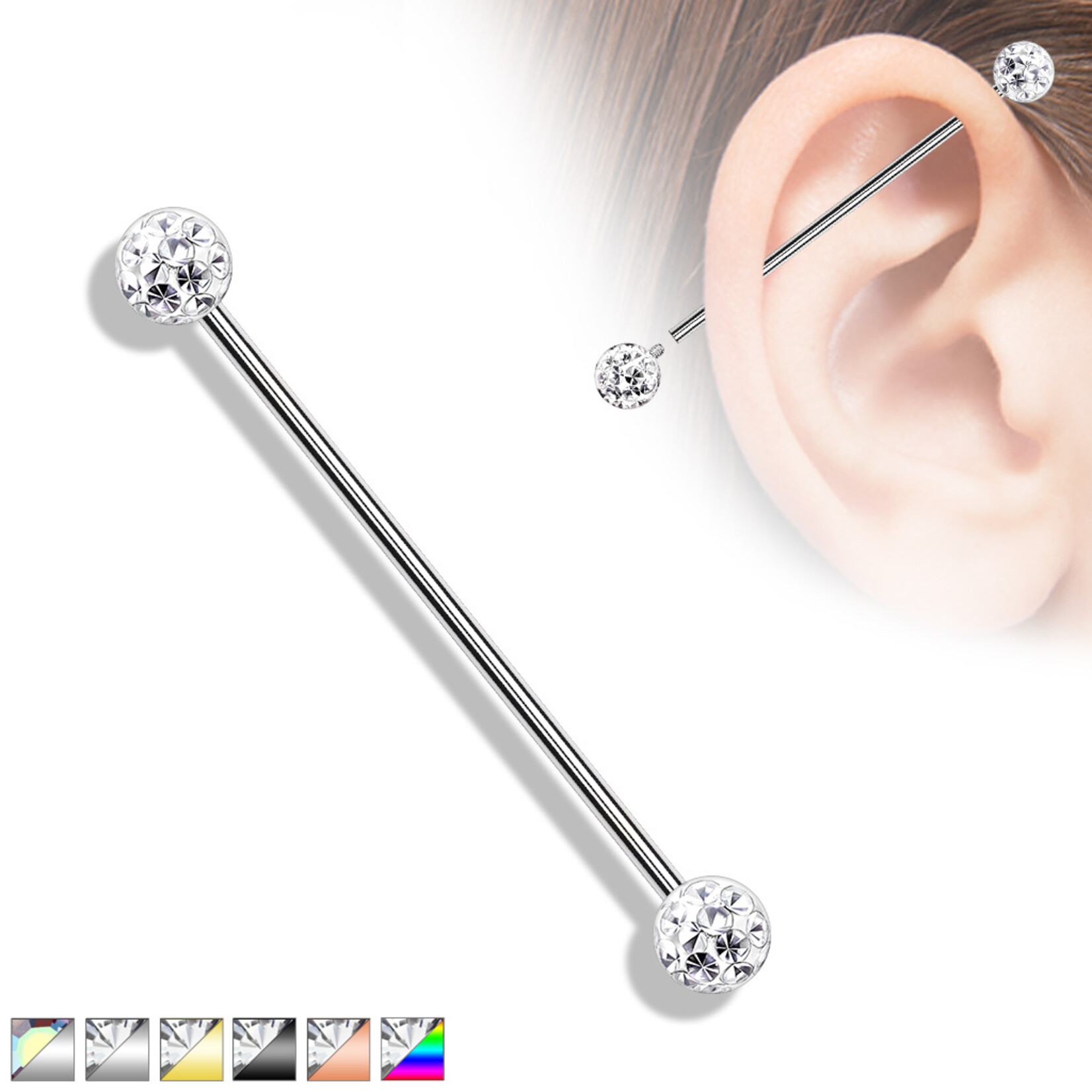 Body Jewelry Crystal ball Industrial Barbell