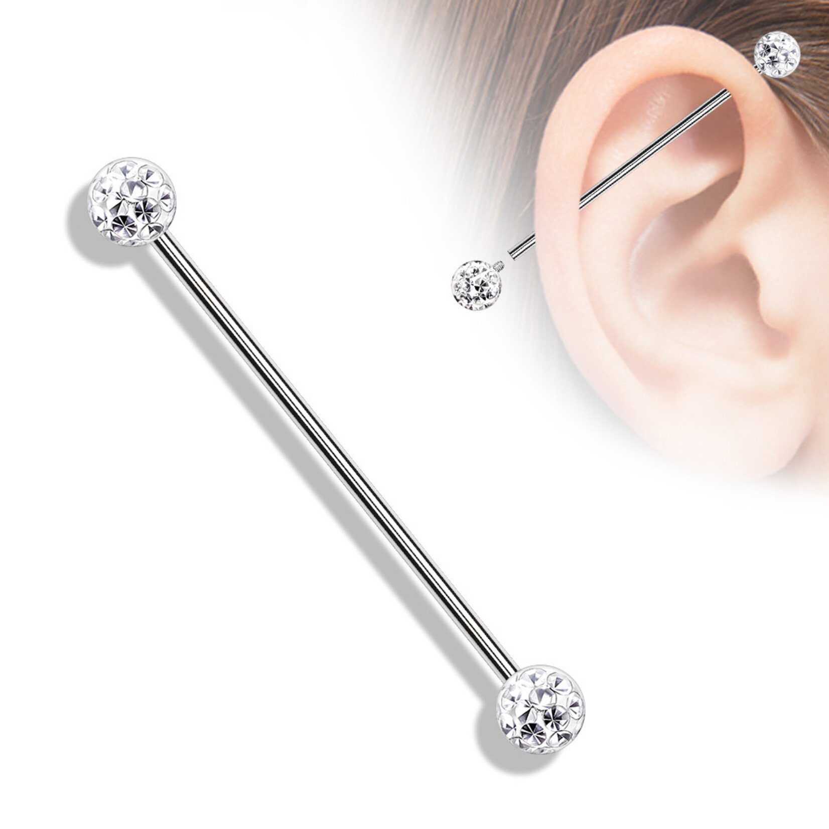 Body Jewelry Crystal ball Industrial Barbell